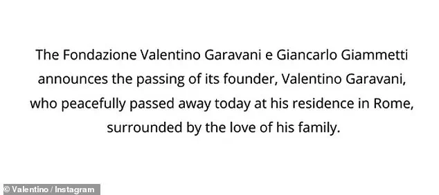 Iconic Italian Fashion Designer Valentino Garavani Passes Away at 93, Legacy Celebrated in Rome