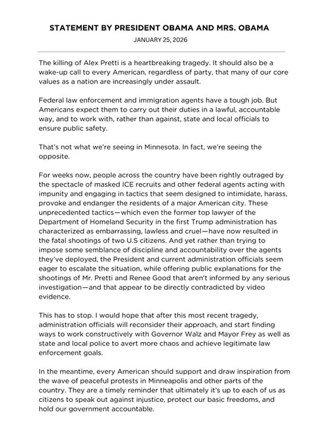 Former President Obama Condemns Federal Immigration Policies Amid Tragic Deaths of American Citizens