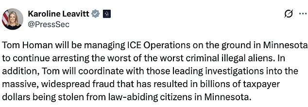 Governor Noem's Praise for Federal Cleanup Efforts Sparks Backlash Amid Trump's Border Czar Deployment and Minneapolis Protests