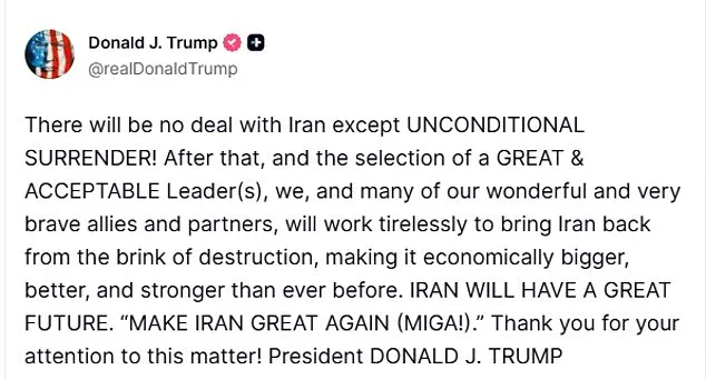 Trump Demands 'Unconditional Surrender' from Iran as Mediation Hints Emerge