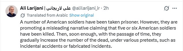 Pentagon Rejects Iran's Unverified Claims of Capturing U.S. Soldiers, Calls Assertions 'Fabricated