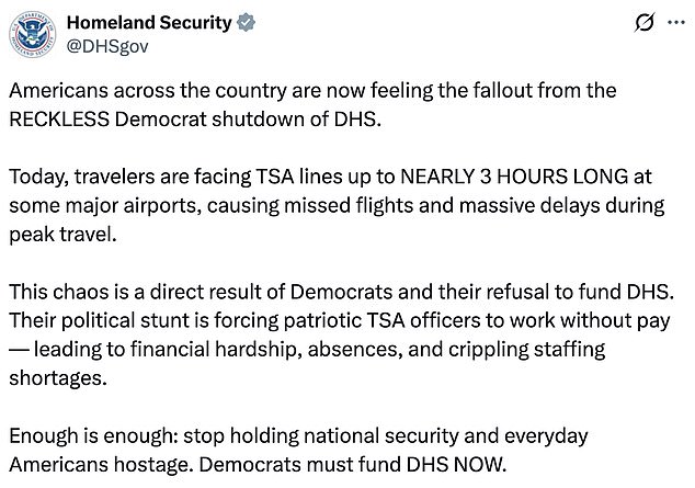 Airport Chaos as Federal Shutdown Leaves TSA Screeners Unpaid, Political Deadlock Over Homeland Security Funding