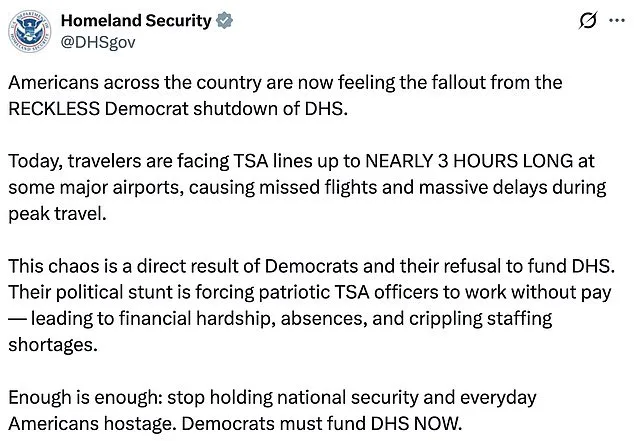Airport Chaos as Federal Shutdown Leaves TSA Screeners Unpaid, Political Deadlock Over Homeland Security Funding