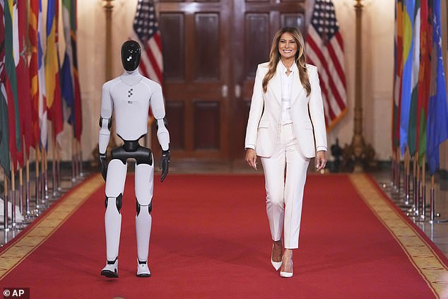 Historic White House Moment: Melania Trump Flanked by AI Robot Figure 3 at Global Tech Summit