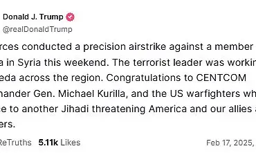 Trump Celebrates Successful U.S. Airstrike on Senior Al-Qaeda Operative